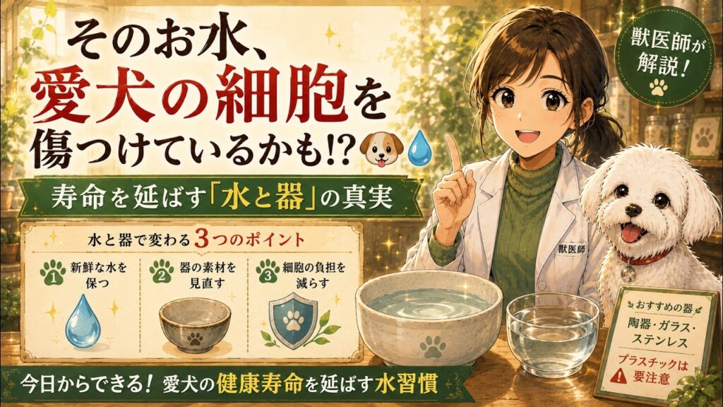 聞き流しでOK🐶そのお水、愛犬の細胞を傷つけているかも！？🐶💧寿命を延ばす「水と器」の真実🐶