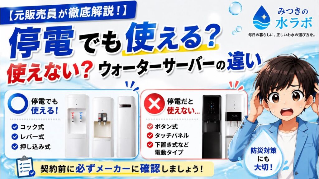 【元販売員が徹底解説！】停電でも使える？使えない？ウォーターサーバーの違い